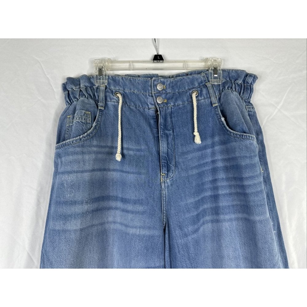 Pilcro Light Blue Paperbag Waist Wide Leg Jeans - Picture 2 of 16